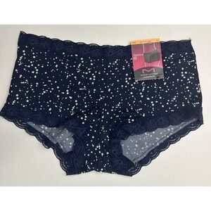 Maidenform One Fabulous Fit Boyshort Panties 40760 S/5 Navy Blue Star Lace NEW